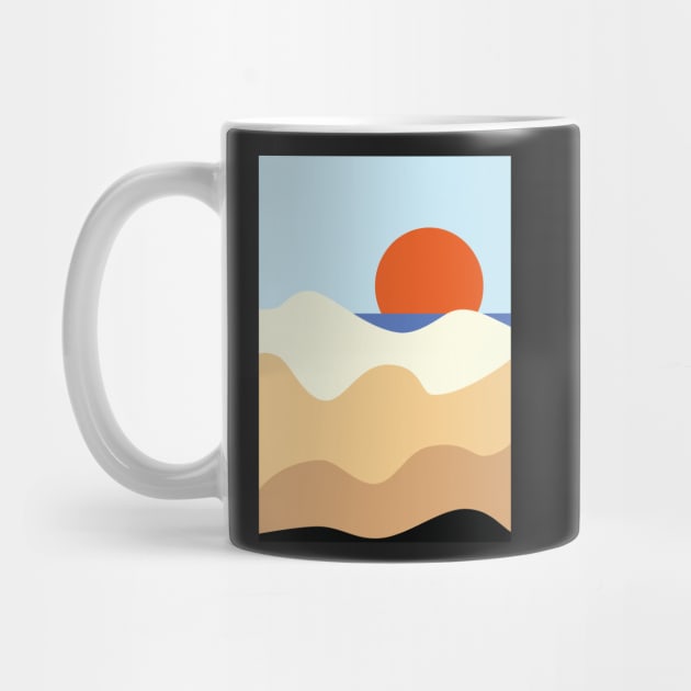 Minimalist Modern Sunset at The Beach Landscape Graphic Art by CityNoir